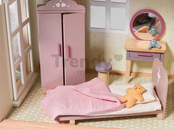 Drevený domček pre bábiky Mulberry Mansion Tender Leaf Toys 3 poschodový so 6 izbami a nábytkom