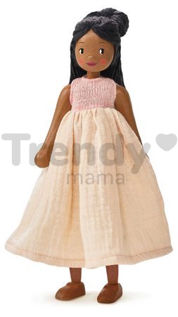 Drevená bábika v šatách Lola Wooden Doll Tender Leaf Toys s pohyblivými rukami a nohami 25 cm výška