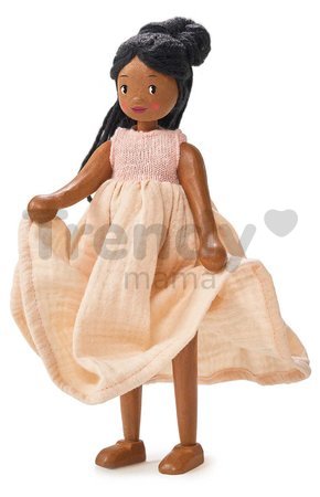 Drevená bábika v šatách Lola Wooden Doll Tender Leaf Toys s pohyblivými rukami a nohami 25 cm výška