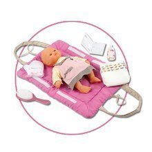 Suport pentru înfăşat Baby Nurse Smoby pentru păpuşă de 42 cm cu set pentru înfăşat roz închis