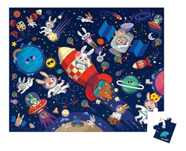 Puzzle v kufríku Raketa vo vesmíre Rocket Janod 54 dielov od 5 rokov