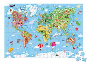 Puzzle v kufríku Mapa sveta World Janod 300 dielov od 7 rokov