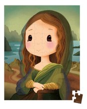 Puzzle v kufríku Inspired by Leonardo da Vinci Janod umelecké 100 dielov od 6 rokov