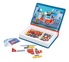 Magnetická kniha Požiarnici Firefighters Magnetibook Janod 60 magnetiek a 18 šablón