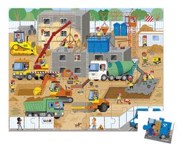 Puzzle v kufríku Na stavbe Construction Site Janod 36 dielov od 4 rokov