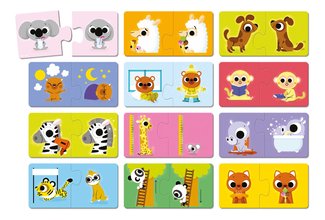Spoločenská hra pre deti Duonimo Nájdi protiklady Opposites Puzzles Janod 24 dielov od 24 mes