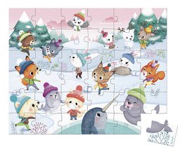 Puzzle v kufríku Párty na snehu Snow Party Janod 36 dielov od 4 rokov