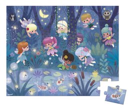 Puzzle v kufríku Nočné víly Fairies And Waterlilies Janod 36 dielov od 4 rokov