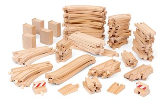 Náhradné diely pre vláčikodráhu Deluxe Track Pack BRIO 70 dielov koľajníc s výhybkami a ukončením trate od 3 rokov BRIO0301