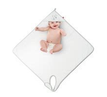 Dojčenská osuška s kapucňou Red Castle Fleur de Coton® extra veľká mäkká White Happy Fox 100x100 cm biela od 0 mesiacov