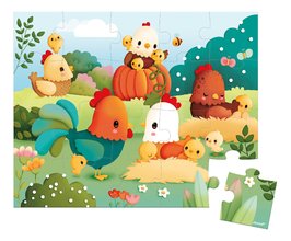 Puzzle v kufríku Farma Welcome to the Farmyard Janod 20 dielov od 24 mes J03320