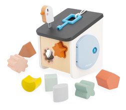 Drevená didaktická hračka Vtáčia búdka Bird House Shape Sorter Sweet Cocoon Janod na triedenie tvarov a farieb od 18 mes J04062