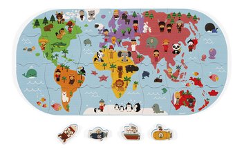 Puzzle do vody Mapa sveta Bath Explorers Puzzle Janod plastové 28 dielov J04719