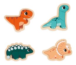 Drevené vkladacie puzzle Dinosaury 4v1 Dino Progressive Puzzle Janod 2-3-4-5 dielov od 18 mes J05824