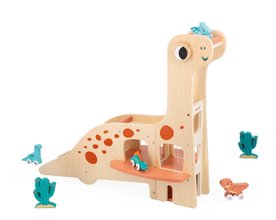 Drevená garáž Dinosaurus Dino Garage Janod 6 dielov od 24 mes J05835
