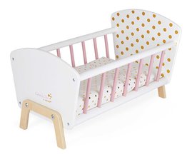 Drevená postieľka pre bábiku Candy Chic Doll's Bed Janod s vankúšikom a perinkou pre 42 cm bábiku J05889