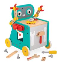 Drevené chodítko a vozík s náradím Robot Trolley BricoKids Janod 38 dielov od 18 mes J06456