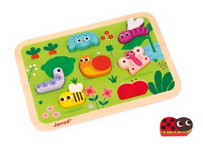 Drevené vkladacie puzzle pre najmenších Záhrada The Garden Chunky Puzzle Janod 7 dielov od 18 mes