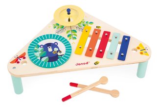 Drevený hudobný stolík Musical Table Gioia Janod xylofón bubon a činely od 12 mes J07655