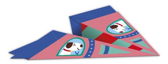 Mini kreatívna sada Lietadlá Origami Paper Planes Atelier Janod papierové skladačky 5 lietadiel od 6 rokov J07940