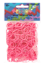 Rainbow Loom originální třpytivé gumičky 300 kusů červené od 6 let