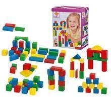 Cuburi din lemn Wooden Toy Blocks Eichhorn colorate 85 piese în diferite forme de la 12 luni