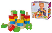 Drevená skladačka veža Stacking Toy Eichhorn s 5 rôznymi farebnými tvarmi 21 dielov od 12 mes EH2087