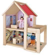 Drevený domček pre bábiky Doll's House Eichhorn komplet vybavený s nábytkom a 2 figúrkami výška 41 cm