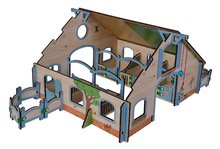 Joc de construit din lemn grajd pentru cai Horse Stable Eichhorn cu porți si cutii 30 piese de la 3 ani