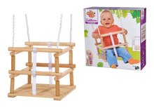Fa hinta Outdoor Wooden Baby Swing Eichhorn natúr 140-210 cm hosszú 30*30 cm ülőke 20 kg teherbírás 12 hó-tól