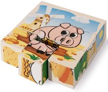 Dřevěné puzzle farma Picture Cube Farm Eichhorn 9 kostek se 6 motivy zvířátek od 24 měsíců