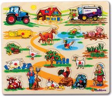 Puzzle din lemn Pin Puzzle Eichhorn 21 forme de inserție cu imagini safari ferma mijloace se transport de la 24 de luni