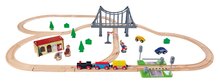 Dřevěná vláčkodráha Train Set with Bridge Eichhorn s lokomotivou vagony mostem a doplňky 55 dílů 500 cm délka kolejí