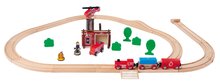 Fa vasúti sínpálya tűzoltó állomással Train Set Firestation Eichhorn vonattal 33 darabos 295 cm hosszú sínpálya