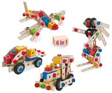 Drevená stavebnica rušeň Constructor Big Loc Eichhorn štyri modely (rušeň, lietadlo, kamión, robot) 100 dielov od 4 rokov EH39027