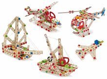 Joc de construit din lemn elicopter Constructor Helicopter Eichhorn 5 modele (elicopter, avion de vânătoare, navă, remorcher, hidroavion) 225 piese de