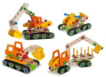 Fa építőjáték mobildaru Constructor Crawler Excavator Eichhorn 4 modell (daru, mobildaru, vagon, hójáró) 170 elem 6 évtől