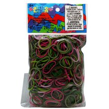 Mix elastice colorate Rainbow Loom camuflaj închis cu 600 bucăţi de la 6 ani