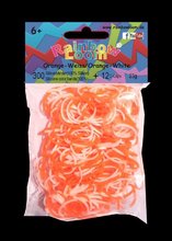 Rainbow Loom originální dvoubarevné gumičky 300 kusů oranžovo-bílé od 6 let