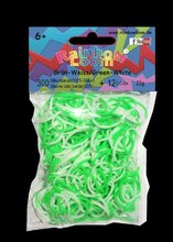 Elastice originale Rainbow Loom în două culori, 300 bucăţi verde-alb de la 6 ani