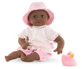 Bábika do vody Baby Bath Alyzée Mon Premiere Poupon Corolle s klobúčikom s hnedými klipkajúcimi očami a kačičkou 30 cm od 18 mes