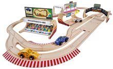 Drevená autodráha Porsche Racing Set Big Eichhorn s dvojitou dráhou a pit stopom s 3 pretekárskymi autami 600 cm dĺžka 53 dielov