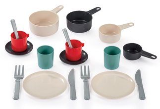 Pánev s jídelní soupravou 100% Chef Écoiffier 32 cm s hrnci talíři příbory šálky 18 dílů od 18 měsíců