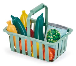 Nákupný košík Self Service Basket 100% Chef Écoiffier so zeleninou a ovocím 9 doplnkov od 18 mes