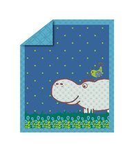 Dětská přikrývka Sateen Hippo toT's-smarTrike modrá s hrochem 100% bavlna satén