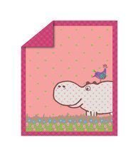 Dětská přikrývka Sateen Hippo toT's-smarTrike růžová s hrochem 100% bavlna satén