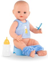 Bábika Paul pije a ciká Mon Grand Poupon Corolle s hnedými klipkajúcimi očami a 3 doplnky 36 cm od 24 mes