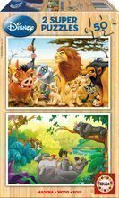 Drevené puzzle Leví Kráľ a Kniha džunglí Educa 2x50 dielov od 5 rokov
