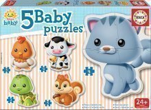 Baby puzzle Zvieratká s mačičkou Educa od 24 mesiacov 5-obrázkové