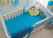 Cearşaf cu elastic pentru pat bebe Joy toTs-smarTrike cu hipopotam 2 bucăţi 100% bumbac satinat albastru